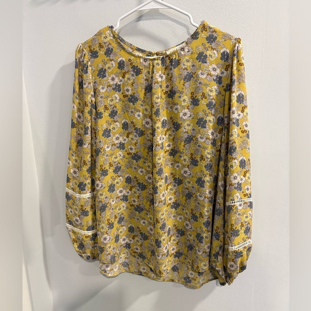 Chic Floral Blouse in Mustard and Charcoal
